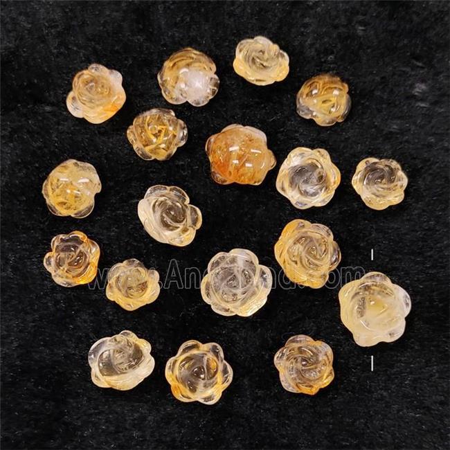 Yellow Citrine Flower Beads Carved