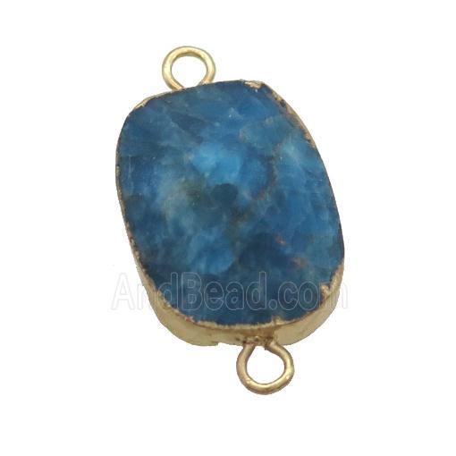Blue Apatite Oval Connector Point Gold Plated