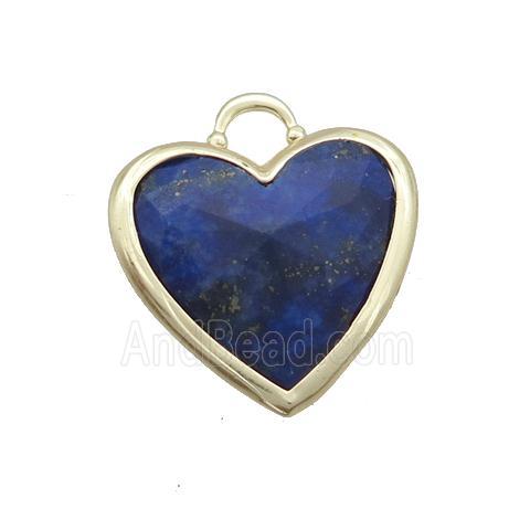 Blue Lapis Lazuli Heart Pendant Faceted Gold Plated