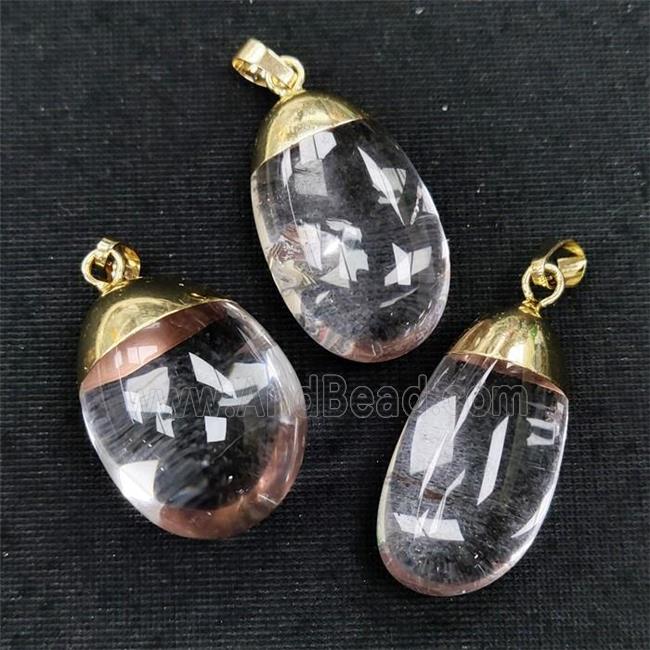 Clear Quartz Pendant Freeform Nugget Gold Plated