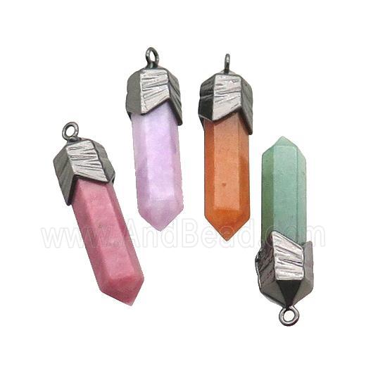 Mix Gemstone Bullet Pendant Black Plated