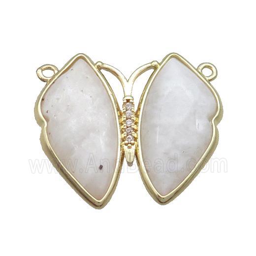 White Moonstone Butterfly Pendant With 2loops Copper Gold Plated