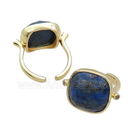 Blue Lapis Ring Square Copper Gold Plated