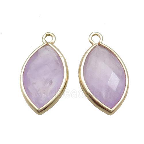 Natural Amethyst Pendant Lt.purple Faceted Horseeye Gold Plated