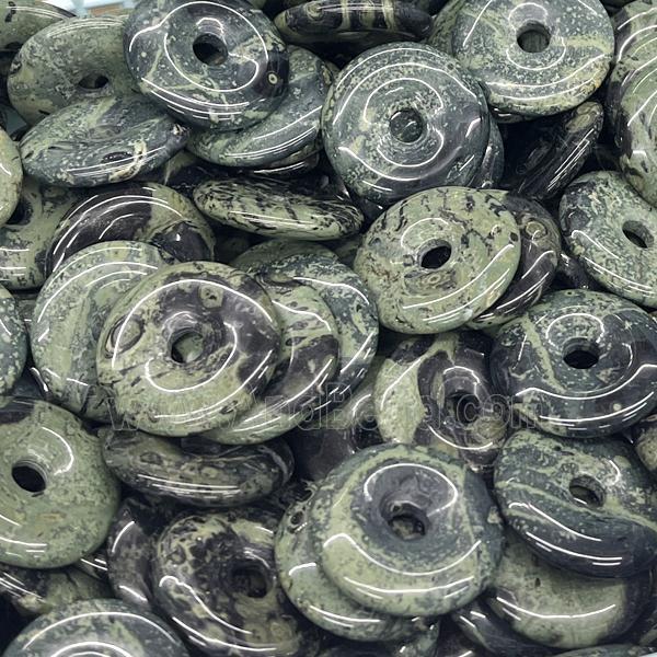 Natural Kambaba Jasper Donut Pendant Green