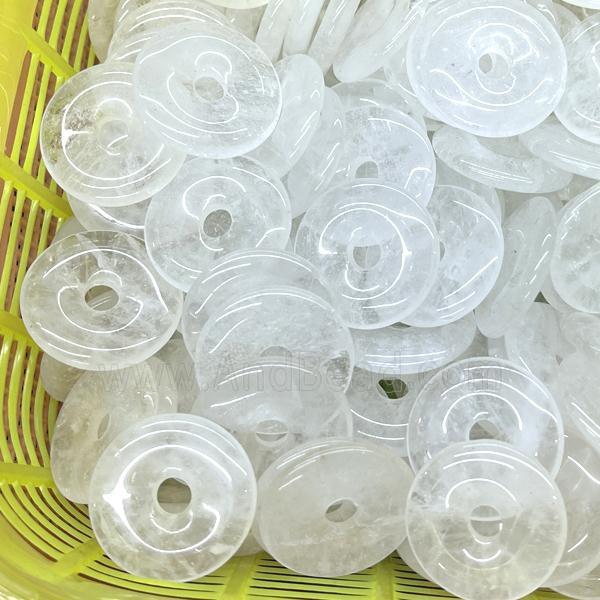 Natural Crystal Quartz Donut Pendant White