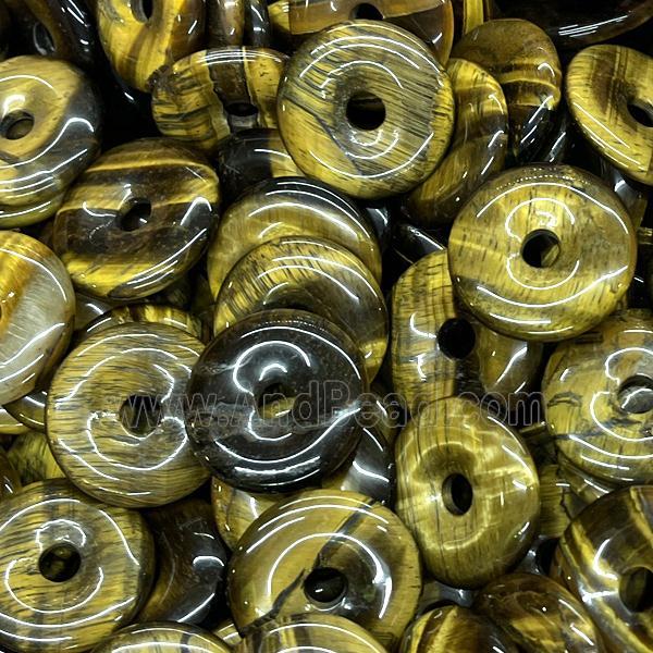 Natural Tiger Eye Stone Donut Pendant Yellow