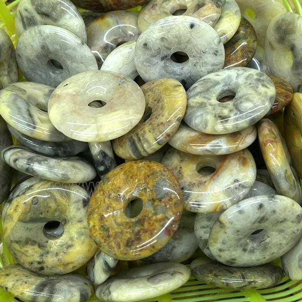 Natural Crazy Agate Donut Pendant Yellow