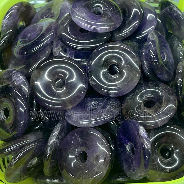 Natural Amethyst Donut Pendant Purple