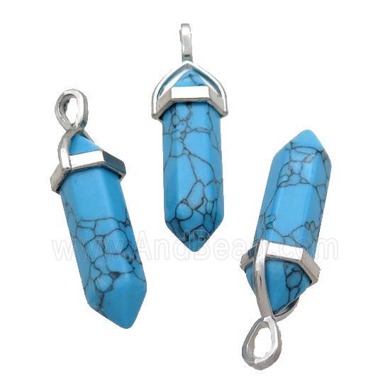 Blue Synthetic Turquoise Bullet Pendant