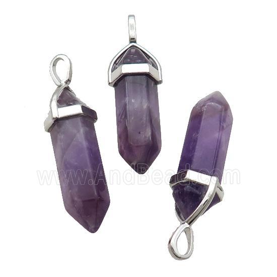 Natural Amethyst Bullet Pendant Purple