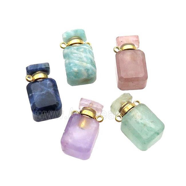 Natural Gemstone Perfume Bottle Pendant Mixed