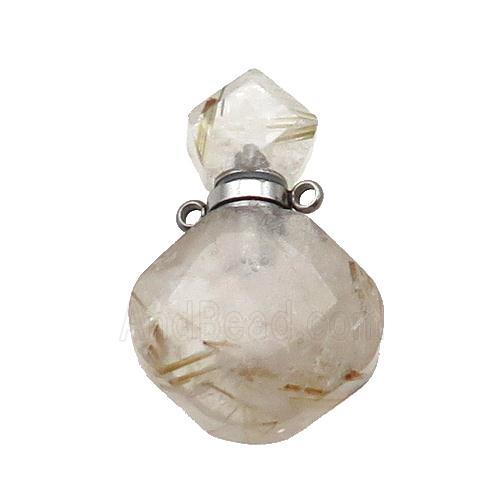 Natural Gold Rutilated Quartz Perfume Bottle Pendant