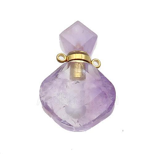 Natural Amethyst Perfume Bottle Pendant Lt.purple