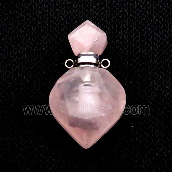 Natural Pink Rose Quartz Perfume Bottle Pendant