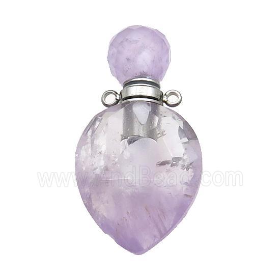 Natural Amethyst Perfume Bottle Pendant Lt.purple