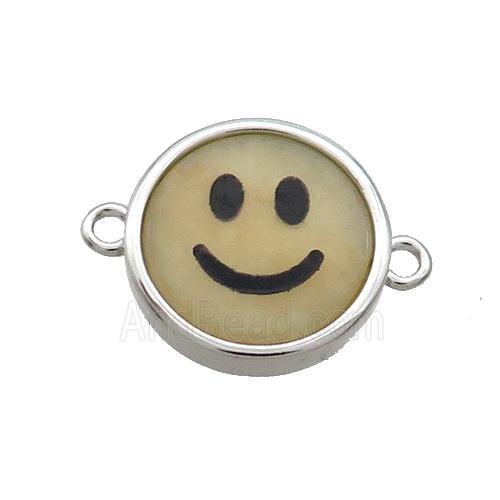 Yellow Aventurine Emoji Connector Smileface Circle Platinum Plated