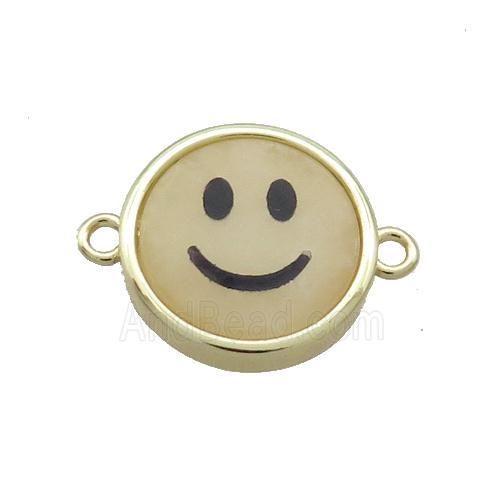 Yellow Aventurine Emoji Connector Smileface Circle Gold Plated