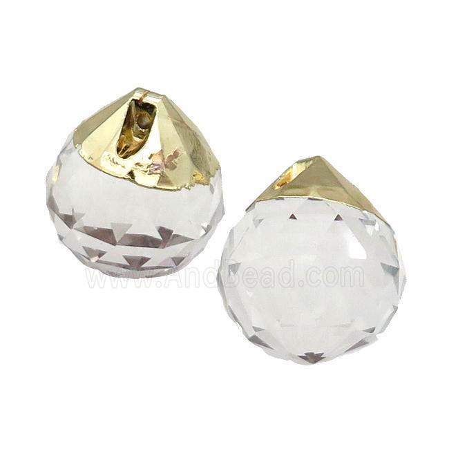Crystal Glass Teardrop Pendant Gold Plated