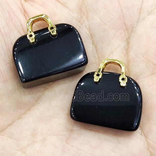 Natural Black Onyx Agate Bag Pendant