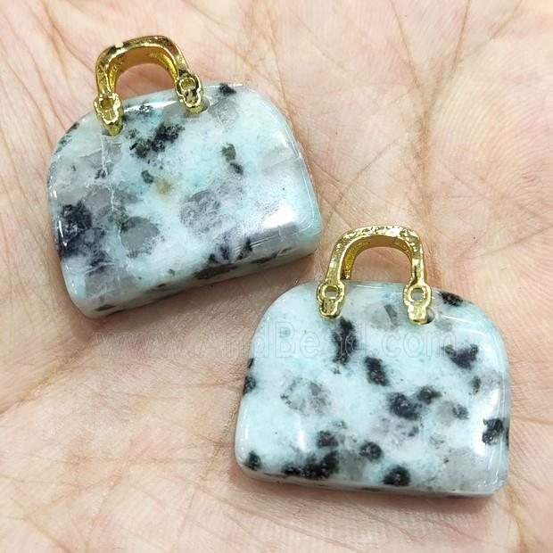 Natural Kiwi Jasper Bag Pendant