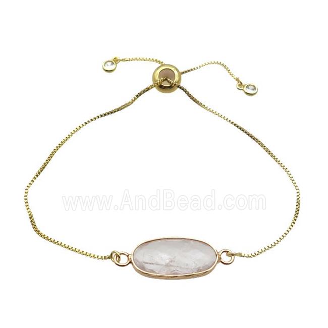 Copper Bracelet With Clear Quartz Adjustable Gold Plated