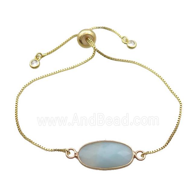 Copper Bracelet With Blue Amazonite Adjustable Gold Plated