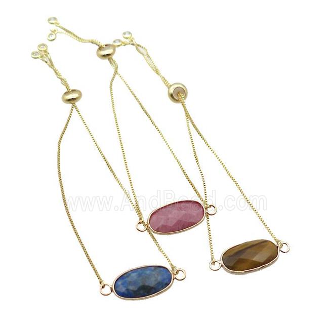 Copper Bracelet With Gemstone Adjustable Gold Plated Mixed
