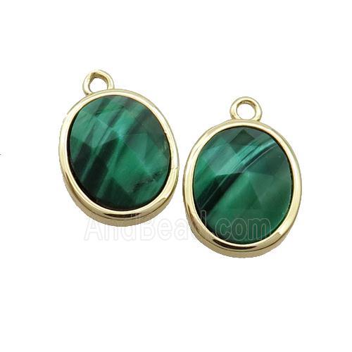Green Tiger Eye Stone Oval Pendant Gold Plated