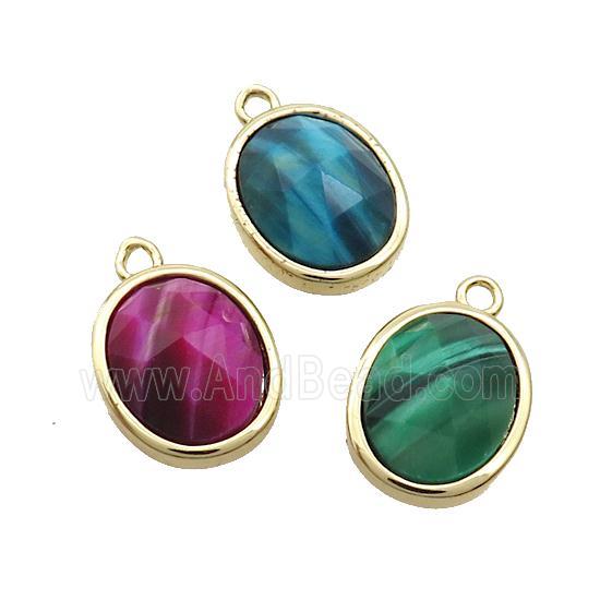 Tiger Eye Stone Oval Pendant Gold Plated Mixed