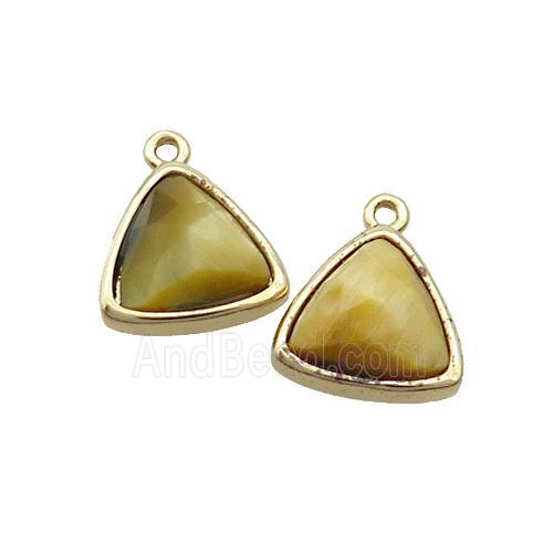 Golden Tiger Eye Stone Triangle Pendant Gold Plated