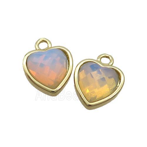 White Opalite Heart Pendant Gold Plated