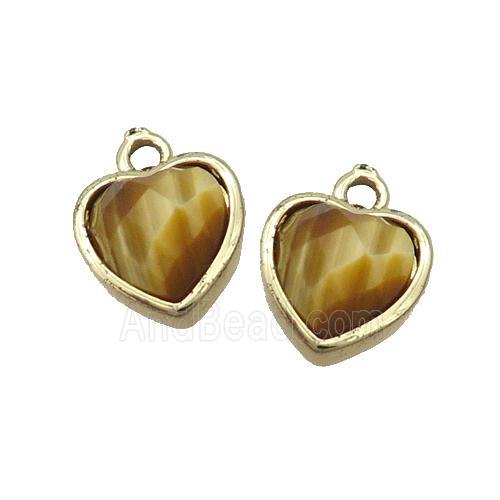 Golden Tiger Eye Stone Heart Pendant Gold Plated