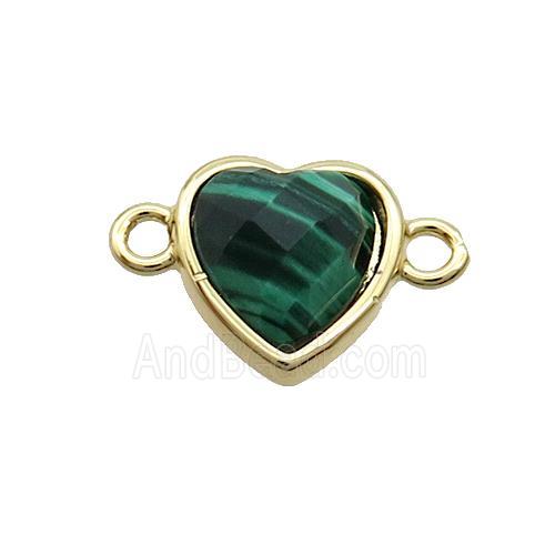 Green Tiger Eye Stone Heart Connector Gold Plated