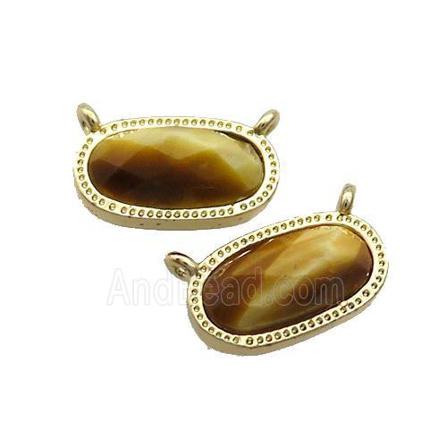 Golden Tiger Eye Stone Oval Pendant 2loops Gold Plated
