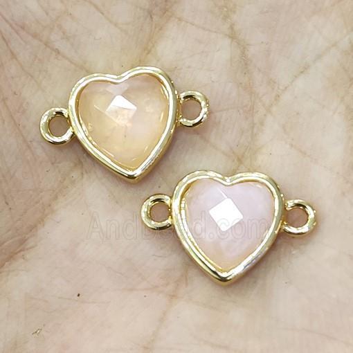 Rose Quartz Heart Connector Gold Plated