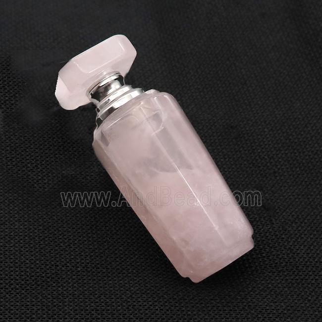 Pink Rose Quartz Perfume Bottle Pendant