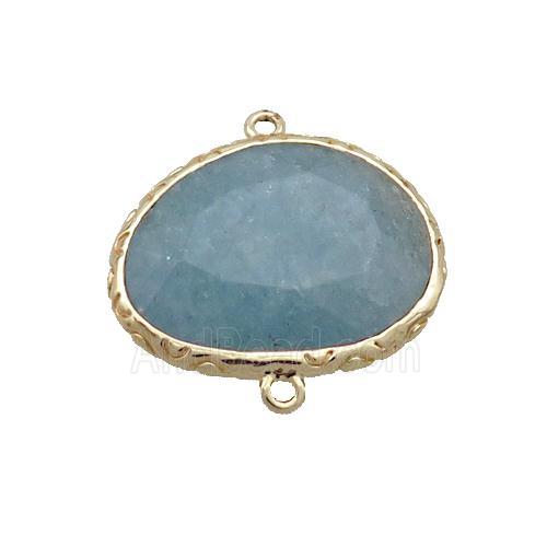 Green Quartz Connector Oval Gold Plated