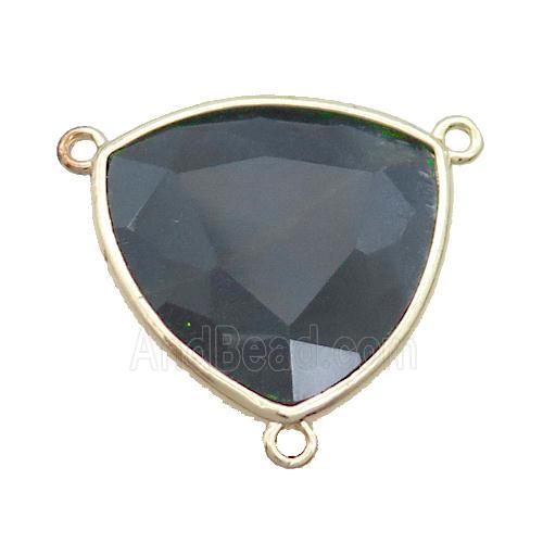 Darkgreen Jade Triangle Pendant Dye 3loops Gold Plated