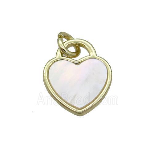 Copper Heart Pendant Pave White Shell Gold Plated