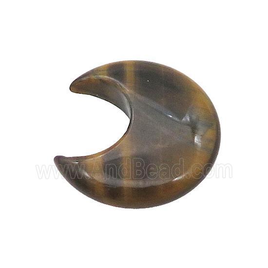 Tiger Eye Stone Moon Pendant Undrilled