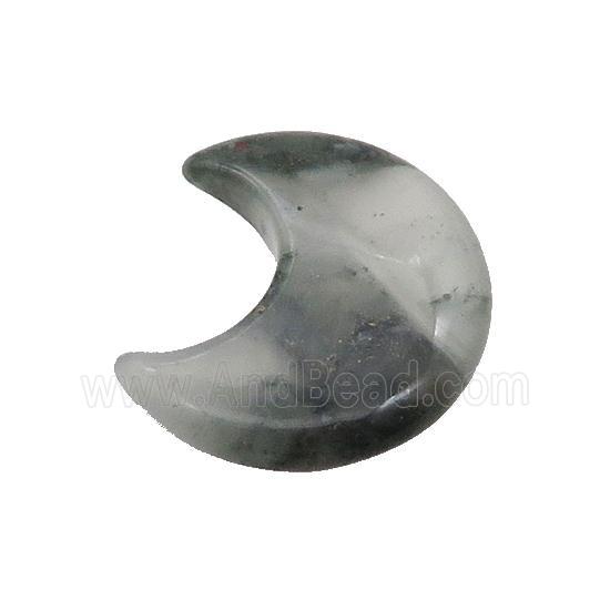 White Black Jasper Moon Pendant Undrilled
