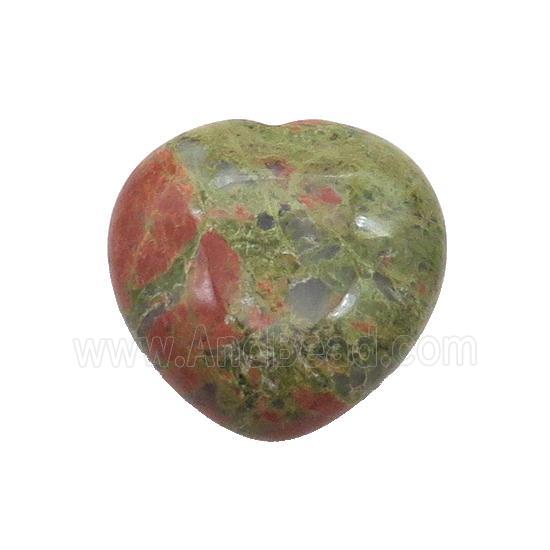 Unakite Heart Pendant Undrilled