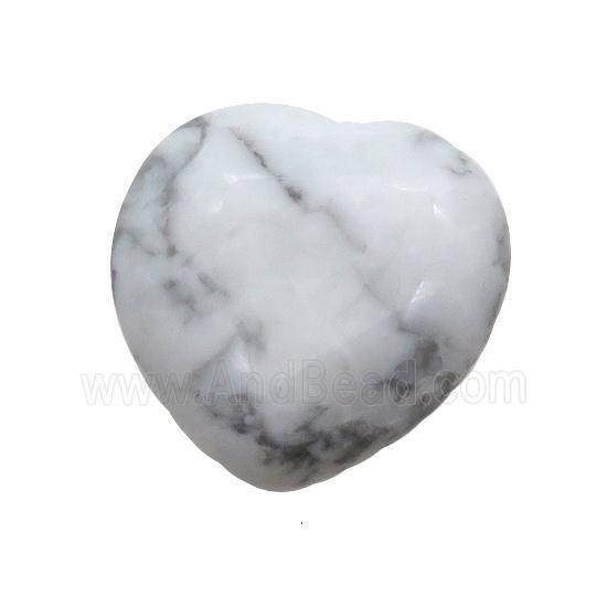 White Howlite Heart Pendant Undrilled