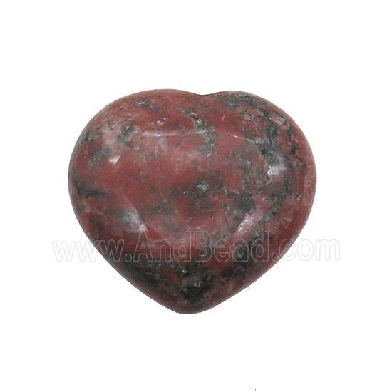 Red Sesame Jasper Heart Pendant Undrilled