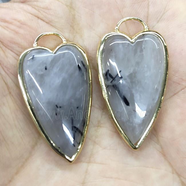 Natural Rutilated Quartz Arrowhead Pendant Gold Plated