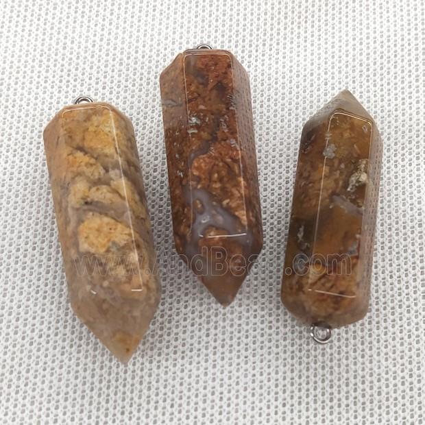Natural Brown Cherry Agate Bullet Sakura Pendant