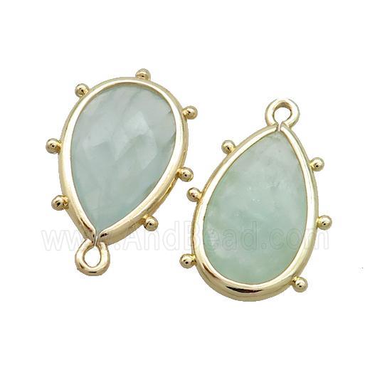 Natural Green Fluorite Teardrop Pendant Gold Plated