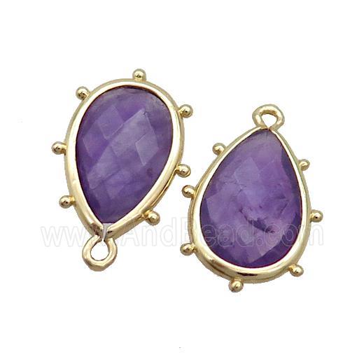 Natural Purple Amethyst Teardrop Pendant Gold Plated