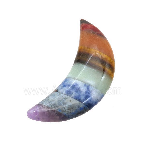 Gemstone Chakra Horn Pendant Yoga Multicolor Undrilled